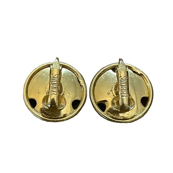 Vintage Stamped Emmons Gold Toned Clip On Earrings - Picture 3 of 3